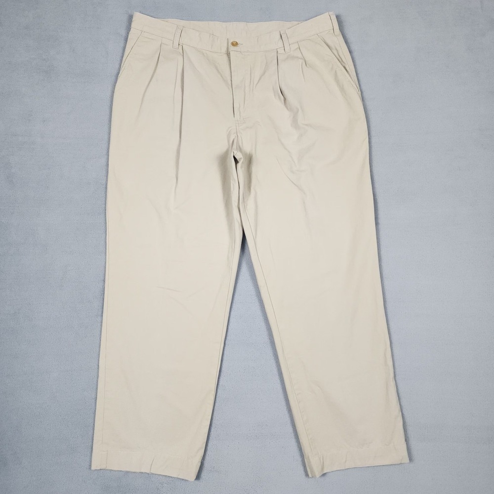 Bills Khakis Parker Pant Mens 38 Beige Pleated Chino Pants 100% Cotton